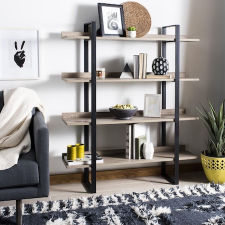 Safavieh Melissa Retro Mid Century 4 Tier Etagere, Light Brown & Black FOX4282A
